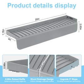 Silicone Sink Edge Protectors 4" x 20", Upgrade Kitchen Sink Splash Guards with Suction Cup, Splash Guard for Bathtub Sink, Countertop Protector for Kitchen Sink Stainless Steel/Granite/Quartz （Gray）