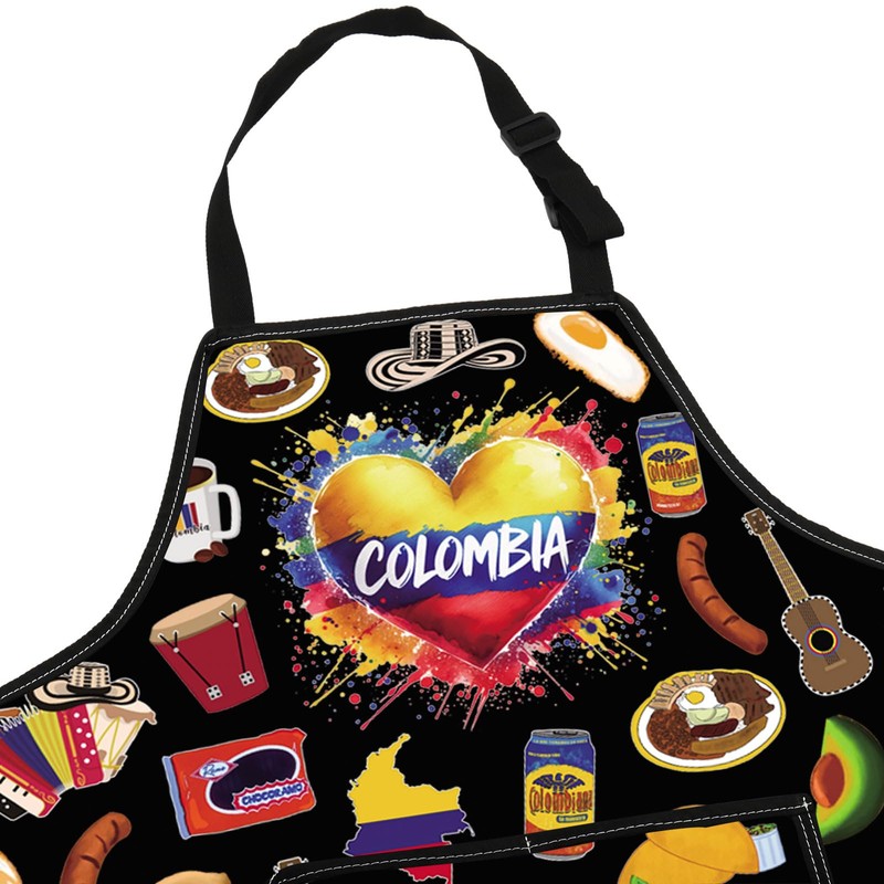MYSOMY Colombia Aprons With Pocket Colombian Cooking Apron Colombia Flag