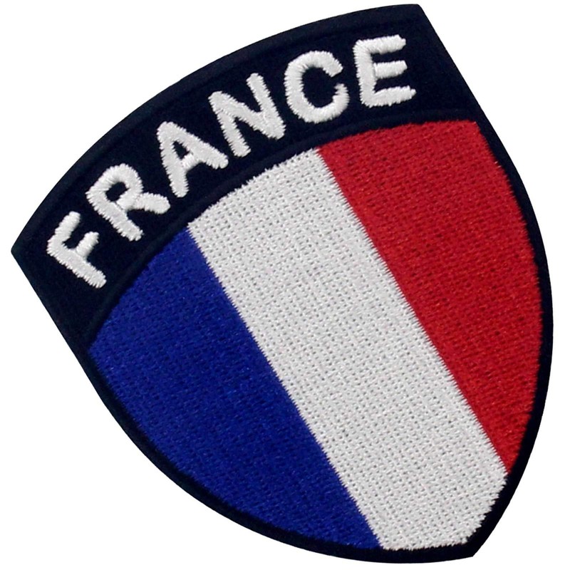 EmbTao France Shield Flag Patch Embroidered Applique Iron On Sew
