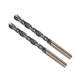 CoCud Twist Drill Bits, 6.2mm Cutting Edge, Titanium & Nitride Coated High Speed Steel 4341 Round Shank - (Applications: for Stainless Steel Drilling Machine), 2-Pieces