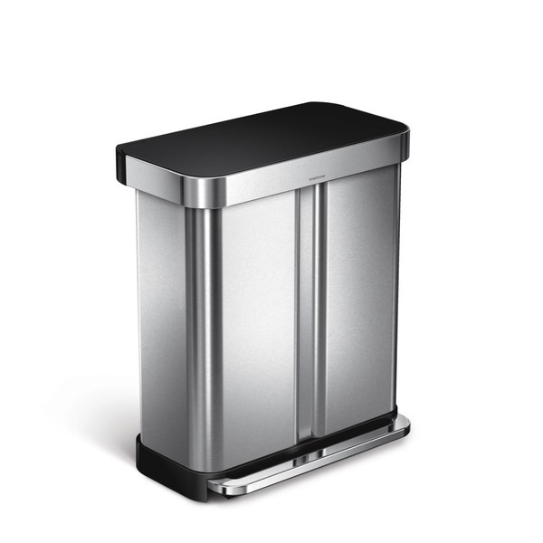 simplehuman 58 Liter / 15.3 Gallon Rectangular Dual Compartment Recycling