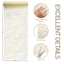 Table Runner, Table Runner Roll, Christmas Decoration Table, Cut to Size Table Runner, Applicable to Birthday Parties, Ramadan Decoration, Banquets, Table Decoration Communion Girls (Golden, 28 cm x 5