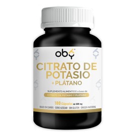 OBY Citrato de Potasio 1000 mg | Potasio enriquecido con plátano |180 Cápsulas | Potasio Suplemento Alimenticio