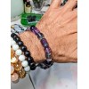 RAYON Top! 3A FLUORITE Sphere & Column bead bracelet for