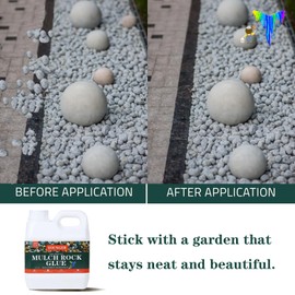 YOUNGER Mulch Rock Glue Strong Landscape Lock Adhesive Pea Gravel Stabilizer Clear Quick Dry for Garden Gravel & Bark, 33oz