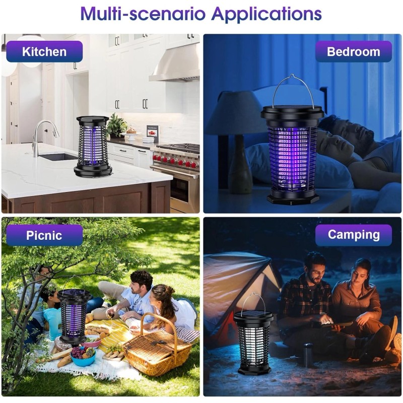PALONE 5.5W 4500V Solar Bug Zapper,USB Rechargeable Electric Fly Traps,for