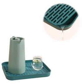 Eabdice Multifunctional Drain Board, Double Layer Drip Tray, Drainer with Collection Tray, Can Be Used as a Drip Tray for Tableware and Vegetables (Green)