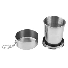 WGFOIP Portable Collapsible Cup, Stainless Steel Shot Glass Drinking Tumbler with Key Ring for Traveling Camping Hiking (150ml)