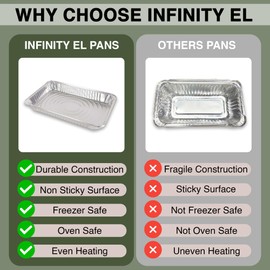 INFINITY EL Disposable Aluminum Foil Pans 10 Pack | Full Size Shallow 20.5" x 12.5" x 2" Heavy Duty Foil Pan | Aluminum Baking Pans for Roasting Turkey, Lasagna, Thanksgiving, Christmas, Parties