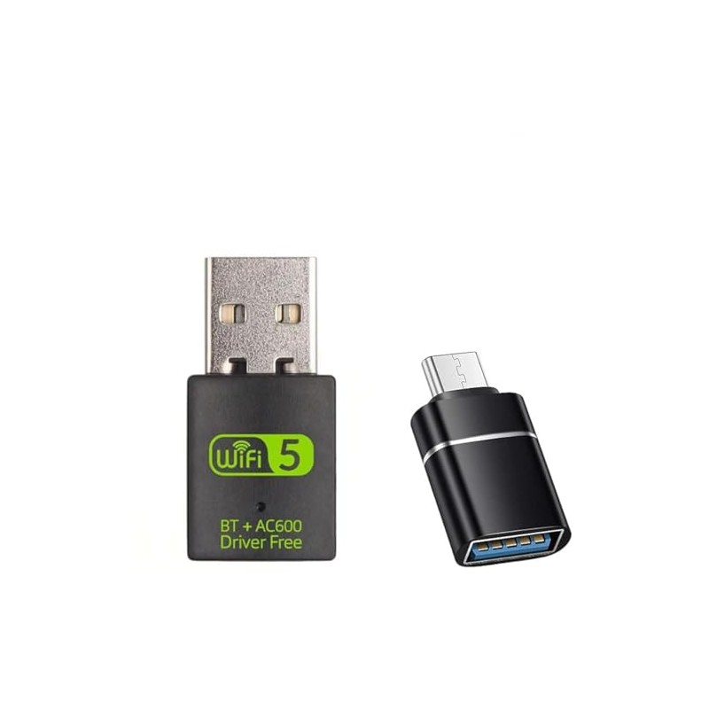 USB WiFi Adapter，600Mbps WiFi Bluetooth Adapter(Includes a USB-A to Type