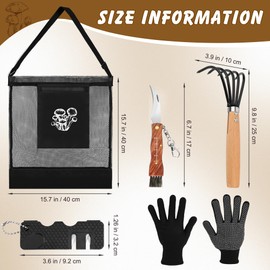 Windspeed 6 Pcs Mushroom Foraging Kit, Mushroom Harvesting Kit Include Mushroom Foraging Bag Mushroom Harvesting Knife and Brush with Sharpener and Rake
