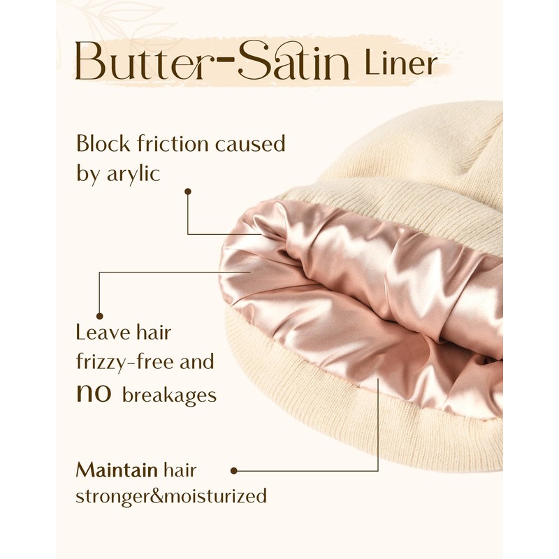YANIBEST Satin Lined Beanie for Women Reduce Frizz Winter Hats