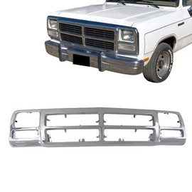 Titanium Plus Autoparts New Front Chrome Grille Compatible with 91 92 93 DODGE D150 RAM Charger SUV (Partslink Number CH1200137 55026080)