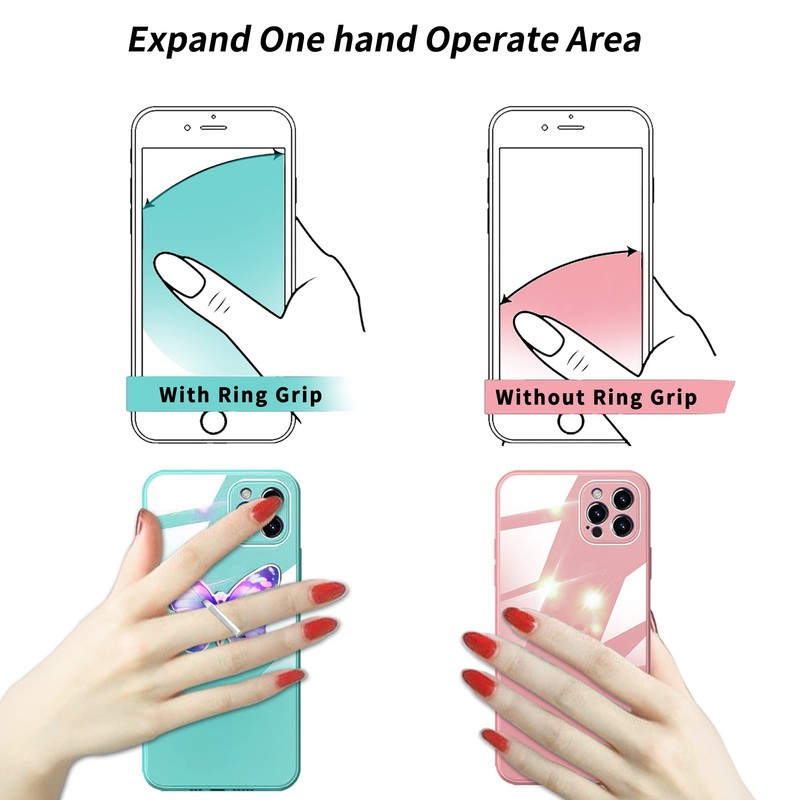 TACOMEGE Purple Metal Cell Phone Ring Butterfly Holder, Finger Kickstand