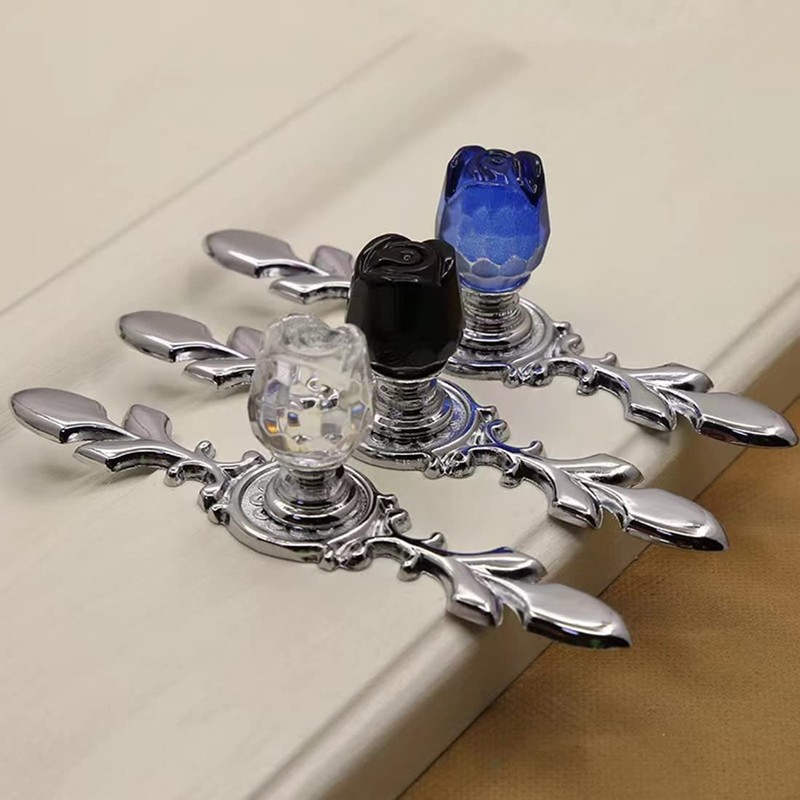 Wannianmu 4 Pack Drawer Dresser Knobs Pull Handles,Rose Flower Clear