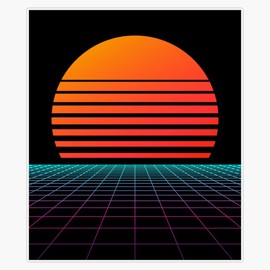 Minimal Nostalgia Sunset Synthwave Sticker Bumper Sticker Vinyl Decal 5"