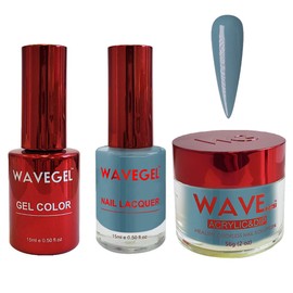 WAVEGEL Soak-Off Gel, Nail Lacquer & Acrylic/Dip Powder Matching Set - Queen Collection - #044 Denim On Demin
