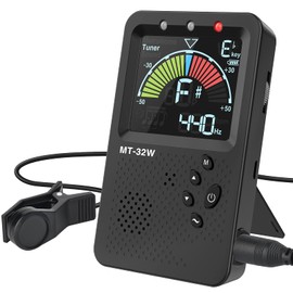 Tuner with Metronome Mode, 3 in 1 Digital Guitar Bass Piano Clip Mic Lightweight Metronome Pickup Clip Vocal Digital Beat Mode LED Color Display USB Charging Multifunctional Tuner (Black)