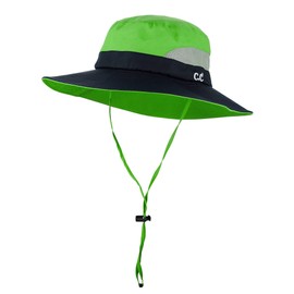 C.C Safari Sun Hat Wide Brim Hat with Ponytail Hole Packable UPF 50+ for Hiking Camping Navy/Lime