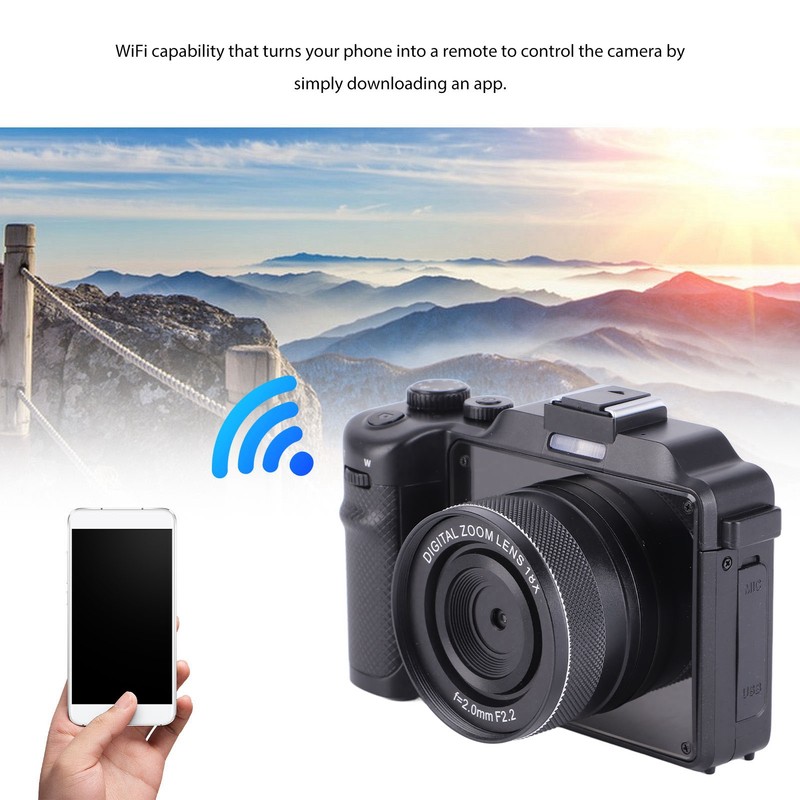 Wifi Digital Camera Dual Lens Front Rear 4K 64MP Portable