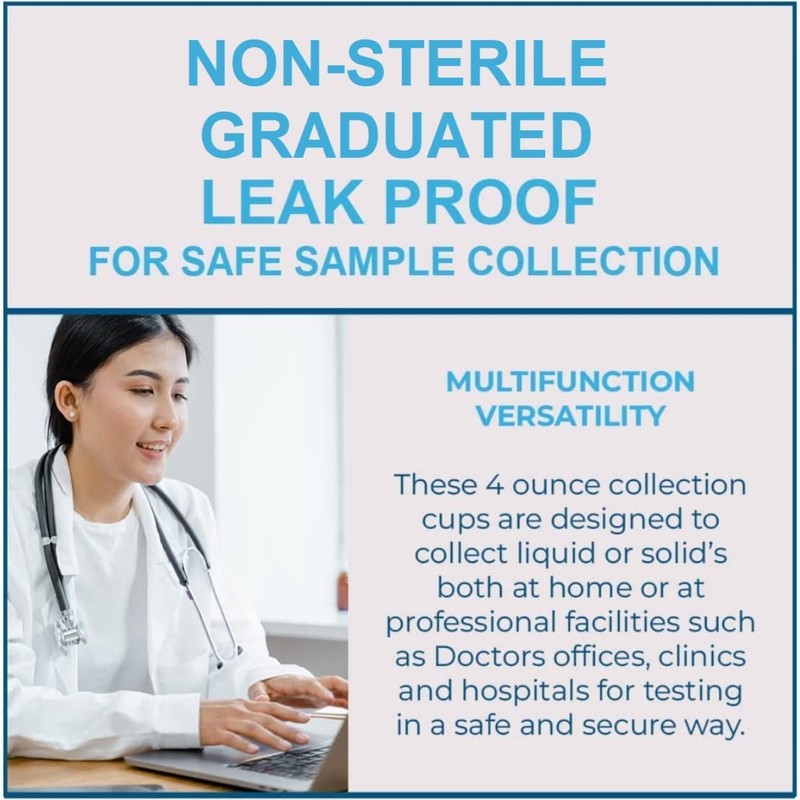 Specimen Cups with Leak Proof Screw on Lids - 4oz