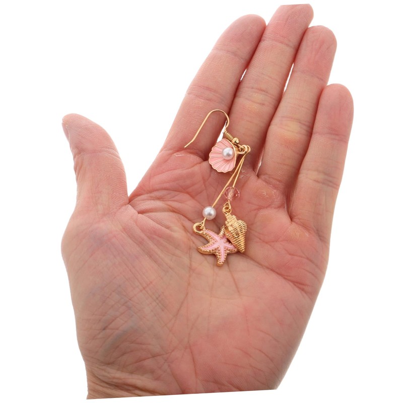 Healeved 1pair Seashell Conch Dangle Earrings for Women Lightweight Artificial