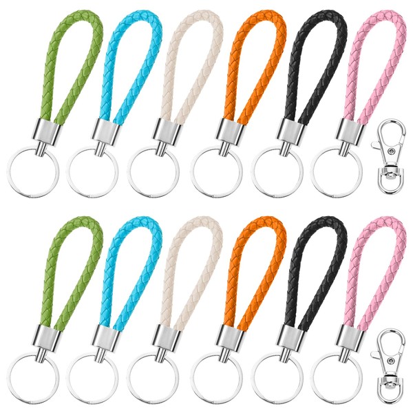 SwirlColor Braided PU Leather Strap Keyring Keychain Car Key Chain