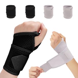 nnOuOnn 4pcs Adjustable Breathable Wrist Supports Brace, Carpal Tunnel Wrist Straps, Gym Hand Guard, Sports Protecting Wristbands for Left Right Hand One Size