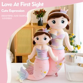 NXNYNZ Mermaid Stuffed Animal Plush, 39.4in Cute Soft Pink Hugging Mermaid Plushies Pillow Toys Kawaii Birthday Gift for for Adults Kids Boys Girls
