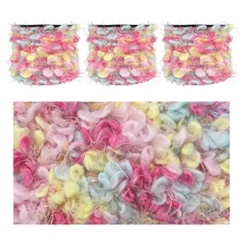 CHENURORA Artisanal Yarn Collection Multifiber Fancy Yarn for Knitting Crocheting Crafts DIY, Set of 3 Rolls (Pink & Baby Blue Bubbles)