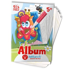 Sabbiarelli Sand-it For Fun Album Die Blumen: 5 Pre-Glued Drawings, for Painting with Sand (Sand Not Included), Sand Pictures for Children from 5+