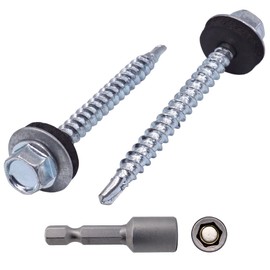 Pack of 80 Zinc Plated Steel Self Tapping Screws DIN 7504-K 4.8 x 50mm with EPDM Washers Hex Washer Head Self Tapping Screws
