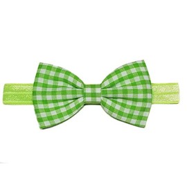 EmilyRose Couture Gingham Hair Bows (Large Headband, Green)