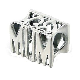 Silvadore - Silver Bead - ''Mum'' Hearts X2 Funky Love Mothers Day Gift Mom - 925 Sterling Charm 3D Slide On 397 - Fits European Bracelet - Gift Boxed