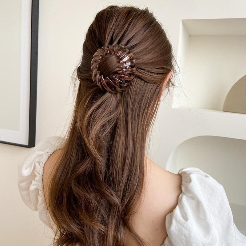 Vintage Coffee Brown Bird's Nest Bun Maker Hair Claw Simple