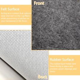 pdpdoc 8x10 ft Rug Pad, Waterproof & Non Slip Rug Pads Felt + Rubber Backing, Under Rug Carpet Non Slip Pad for Hardwood Floors, Keep Your Rugs Safe and in Place (8 x 10 Ft)