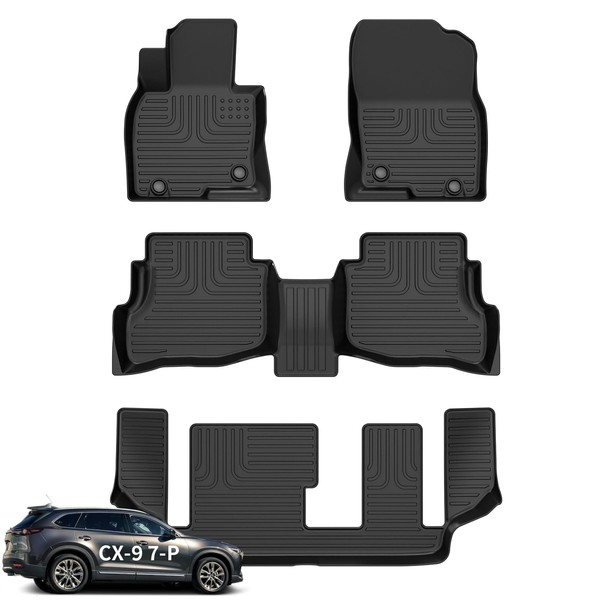 Wayhigh-All Weather Floor Mats Fit for 2016-2023 CX-9 7 Seats