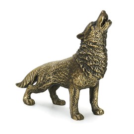 DreamsEden Small Bronze Wolf Statue, Little Metal Animal Figurine Home Decoration, 5.7 x 1.7 x 5 Inches