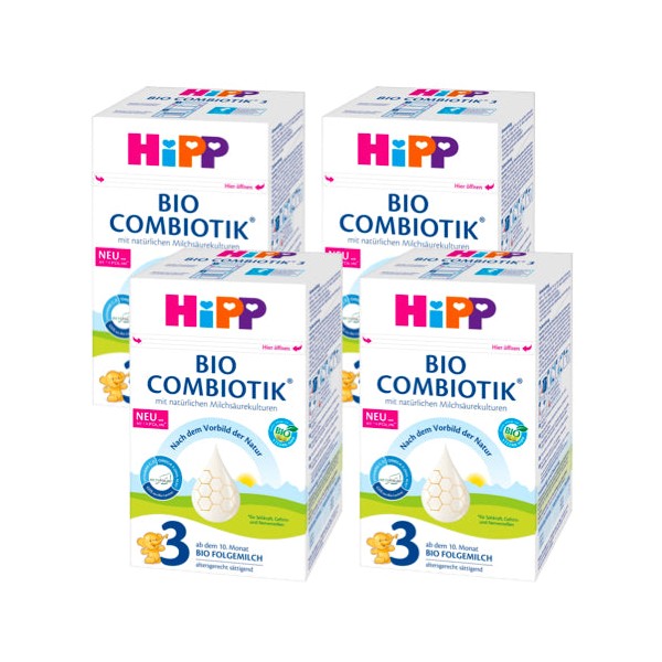 Hipp 3 Combiotic Organic Follow-on Milk (10 months+) - Pack of 4 x 600g