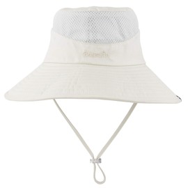 Women's Summer Sun Hat Wide Brim UV UPF50 Protection Hats Foldable Packable Ponytail Bucket Cap for Safari Beach Fishing Gardening Beige