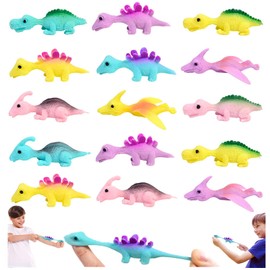 DONGTATA 30 PCS Dinosaur Finger Slingshot Toys Stretchy Finger Flying Dinosaur Toy Christmas Eve Box Stocking Fillers Dinosaur Animal Toys Gifts for Kids Random Color (SD-30)