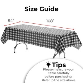 Picnic Table Cover - 6 Pack Premium Rectangle Plastic Tablecloth - Black & White Checkered BBQ Plastic Table Cover - Gingham Checkerboard Disposable Plastic Tablecloth 54" x 108" Rectangle -Exquisite