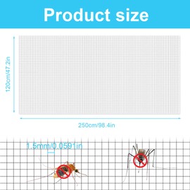 LINTRA Robuste und Langlebige Insektenschutzgitter, 120 * 250 cm Fliegenschutz Fenster aus Fiberglas, Weiß Transparent Katzengitter Fenster für Balkontüren, Wohnzimmer, Fenster