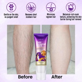 Hair Removal Cream,Turmeric Hair Removal Mask,Arms, Bikini, Legs and Underarms Hair Removal, Sensitive Hair Removal Cream,Mild Formula,Effective & Painless,Soothing & brightens Skin,for Women Men