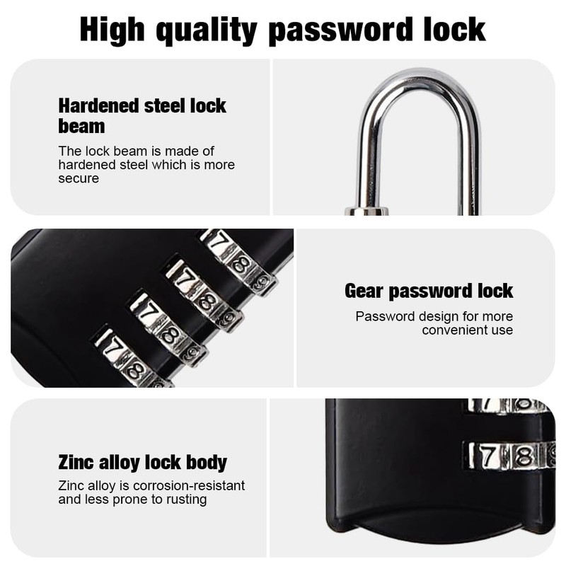 mizikuu Pack of 6 Padlock Combination Lock, 4 Digit Lock