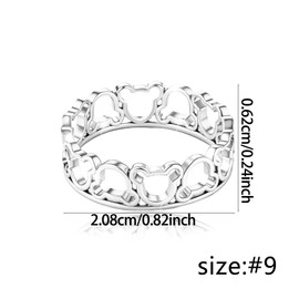 JANIEYS 9 Size-Mouse Ring S925 Sterling Silver Women's Cute Cartoon Hollow Ring Shiny Stylish Simple Animal Jewelry for Girlfriend Wife Daughter Index Finger Ring 6-10 size