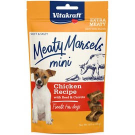 Vitakraft Meaty Morsels Mini Chicken Recipe Treats for Dogs, Extra Meaty, Gently Oven-Roasted, Soft and Tasty