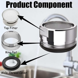 5 Pcs Tap Aerator,Tap Filter,Tap Faucet Replacement Part,24MM Brass Male Spout Threaded Aerator with Gasket
