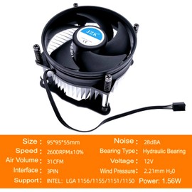 JZK CPU I30 Cooler Fan with Heatsink for Intel Sockets 115X 1200 1151 1150