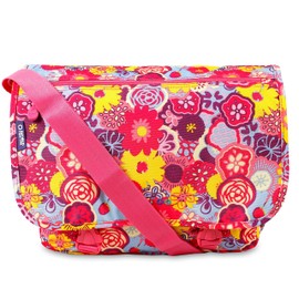 J World New York Terry Cute Messenger Bag for Women Kids School, Poppy Pansy